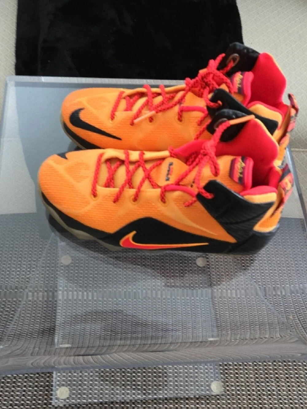 Nike Lebron James 12 CLE Youth Orange and Red Athletic Shoes - Lightweight